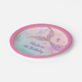 マーメイドザシーピンクパープル誕生日 ペーパープレート (アングル)