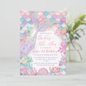 マーメイドザシーピンクパープル誕生日 招待状 (スタンド正面)