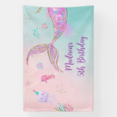 マーメイドザシーピンクパープル誕生日 横断幕 (縦)