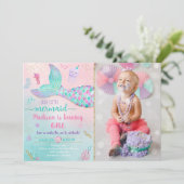 マーメイドザシーピンク金ゴールド誕生日 招待状 (スタンド正面)