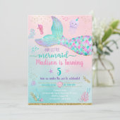 マーメイドザシーピンク金ゴールド誕生日 招待状 (スタンド正面)