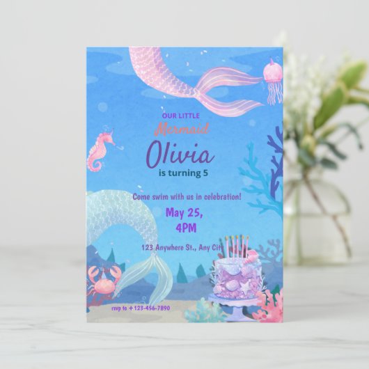 マーメイドザシーマジカル誕生日 招待状 (スタンド正面)