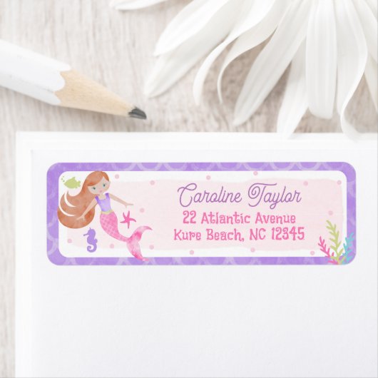 マーメイドザシーレッドヘア誕生日アドレス ラベル (インサイチュ)