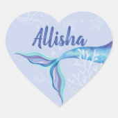 マーメイドザブルー&パープル海の下パーソナライズされた ハートシール (正面)