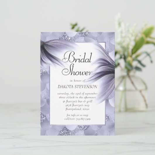 マーメイドシック |ほこりっぽいラベンダーパープルシャワー 招待状 (スタンド正面)