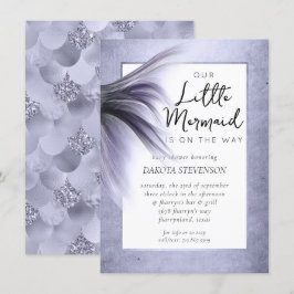 マーメイドシック |ほこりっぽいラベンダーパープルベビーシャワー 招待状