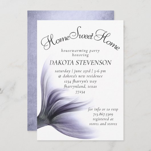 マーメイドシック |ダスティラベンダーパープル引っ越し祝いパーティー 招待状 (正面/裏面)