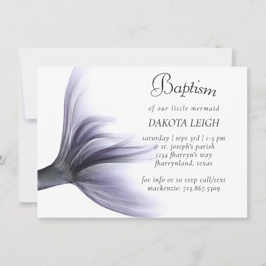 マーメイドシック |ダスティラベンダーパープル《キリスト教》洗礼式や命名式 招待状 (正面)