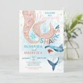 マーメイドシャーク誕生日招待状ジョイント誕生日 招待状 (スタンド正面)