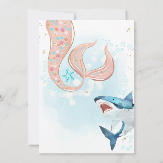 マーメイドシャーク誕生日招待状ジョイント誕生日 招待状 (裏面)