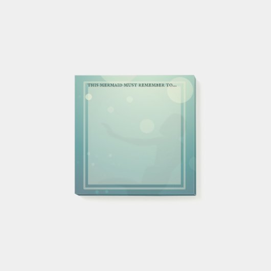 マーメイドシルエットアクアブルーグリーンポストitメモ ポストイット (正面)