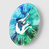 マーメイドシルエット&海渦巻き ラージ壁時計 (傾斜)