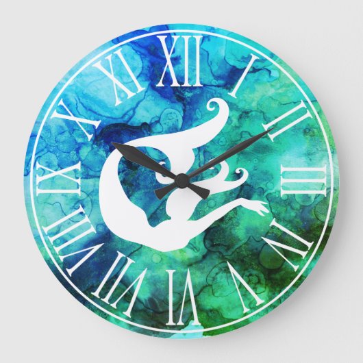マーメイドシルエット&海渦巻き ラージ壁時計 (正面)