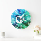 マーメイドシルエット&海渦巻き ラージ壁時計 (ホーム)