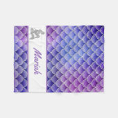 *~*マーメイドシルバーはかりで測グリッターパープルブルー フリースブランケット (正面(横))