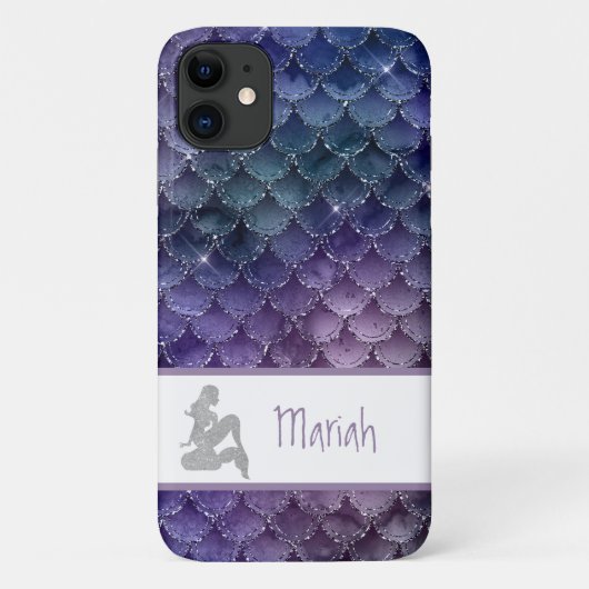 *~*マーメイドシルバーグリッターはかりで測ピンクティール(緑がかった色)ブルー Case-Mate iPhoneケース (裏面)