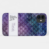 *~*マーメイドシルバーグリッターはかりで測ピンクティール(緑がかった色)ブルー Case-Mate iPhoneケース (裏面(横))