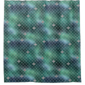 マーメイドシルバーティール（緑がかった色）海グリッツ シャワーカーテン (正面)