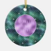 マーメイドシルバーティール(緑がかった色)海グリッツ セラミックオーナメント (正面)