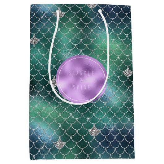 マーメイドシルバーティール（緑がかった色）海グリッツ ミディアムペーパーバッグ (正面)