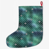 マーメイドシルバーティール（緑がかった色）海グリッツ ラージクリスマスストッキング (裏面)