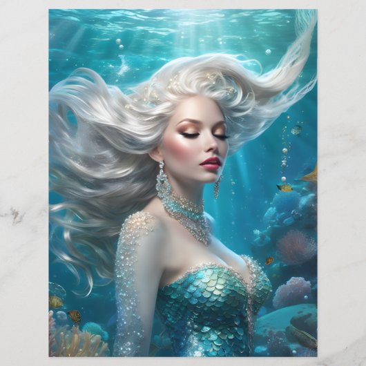マーメイドシルバーヘアターコイズ海紙 (裏面)