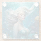 マーメイドシルバーヘアターコイズ海 ガラスコースター (裏面)