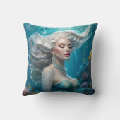 マーメイドシルバーヘアターコイズ海 クッション (裏面)