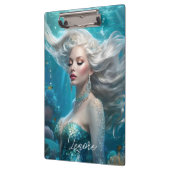 マーメイドシルバーヘアターコイズ海 クリップボード (左)