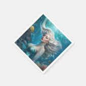 マーメイドシルバーヘアターコイズ海 スタンダードカクテルナプキン (角)
