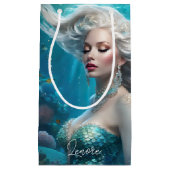 マーメイドシルバーヘアターコイズ海 スモールペーパーバッグ (正面)