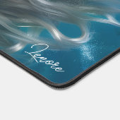 マーメイドシルバーヘアターコイズ海 デスクマット (コーナー)