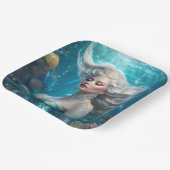 マーメイドシルバーヘアターコイズ海 ペーパープレート (傾斜あり)