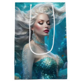 マーメイドシルバーヘアターコイズ海 ミディアムペーパーバッグ (裏面)