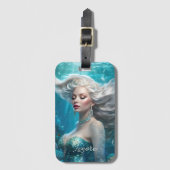マーメイドシルバーヘアターコイズ海 ラゲッジタグ (正面縦)