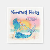 マーメイドシーカップケートロピカルビーチガールズ誕生日 スタンダードカクテルナプキン (正面)