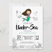 マーメイドシークリーチャーパーティーブラックマーメイドアニメ 招待状 (正面)