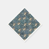 マーメイドシークリーチャー海ブルーカラー手書 スタンダードカクテルナプキン (角)