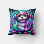 「マーメイドシーズー（犬）の子犬お洒落ファンタジー- Art」 クッション (裏面)