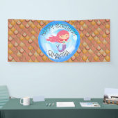 マーメイドシーブラウンオレンジ誕生日バナー 横断幕 (トレードショー)