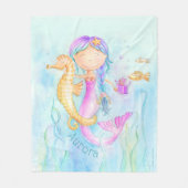 マーメイドシーホースのウィムシーな水のカラー名前をカスタムする フリースブランケット (正面)