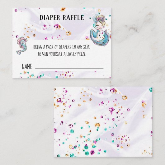 *~*マーメイドシーホースベビーガールおむつラッフル エンクロージャーカード (正面/裏面)