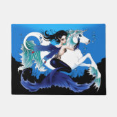 マーメイドシーホース妖精ブルー ドアマット (正面)