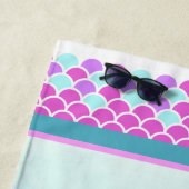 マーメイドシーホース水彩画名前をカスタムする ビーチタオル (インサイチュ)