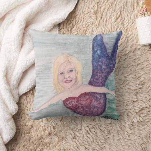 マーメイドスイミングアー絵を描ト クッション (ブランケット)