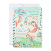 マーメイドスイミングプールパーティの招待状