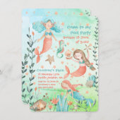 マーメイドスイミングプールパーティの招待状 (正面/裏面)