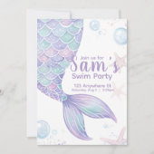 マーメイドスイムバースデーパーティー招待状 招待状 (正面)
