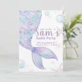 マーメイドスイムバースデーパーティー招待状 招待状 (スタンド正面)