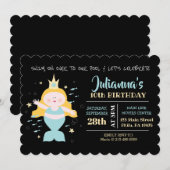 マーメイドスイムプールパープルシーライフ誕生日パーティー 招待状 (正面/裏面)